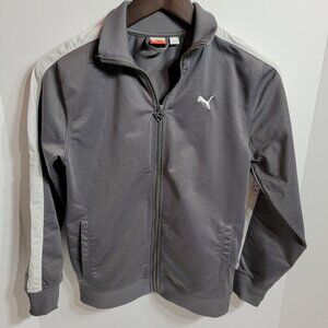 Puma Boys Zip Up Gray White Zip up jacket size Medium